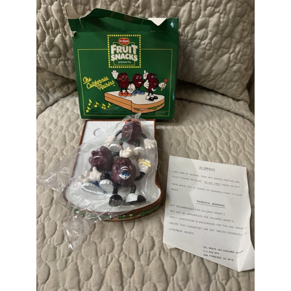 Vintage 1987 California Raisins Musical Sandwich Stage Applause Figures Box